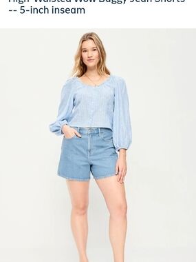 Old Navy Light Blue High-Rise Baggy Denim Shorts